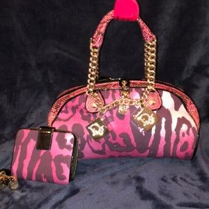 Christian Dior pink python dice purse and wallet